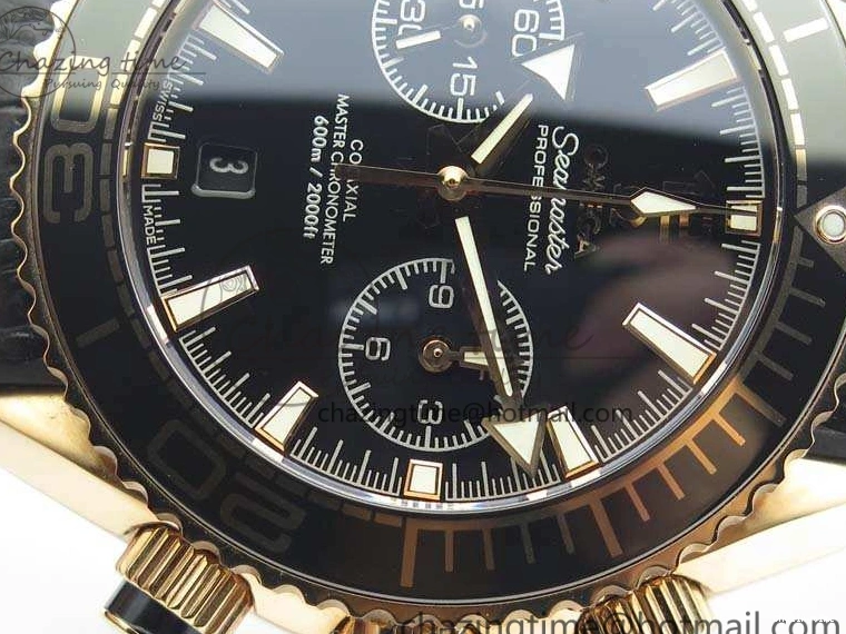 0515 Elegant Seamaster Pro Chrono RG OM Best Edition Black Ceramic Black Dial On Gummy Strap A 8128